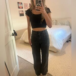 JBD Black High-rise wide leg jeans